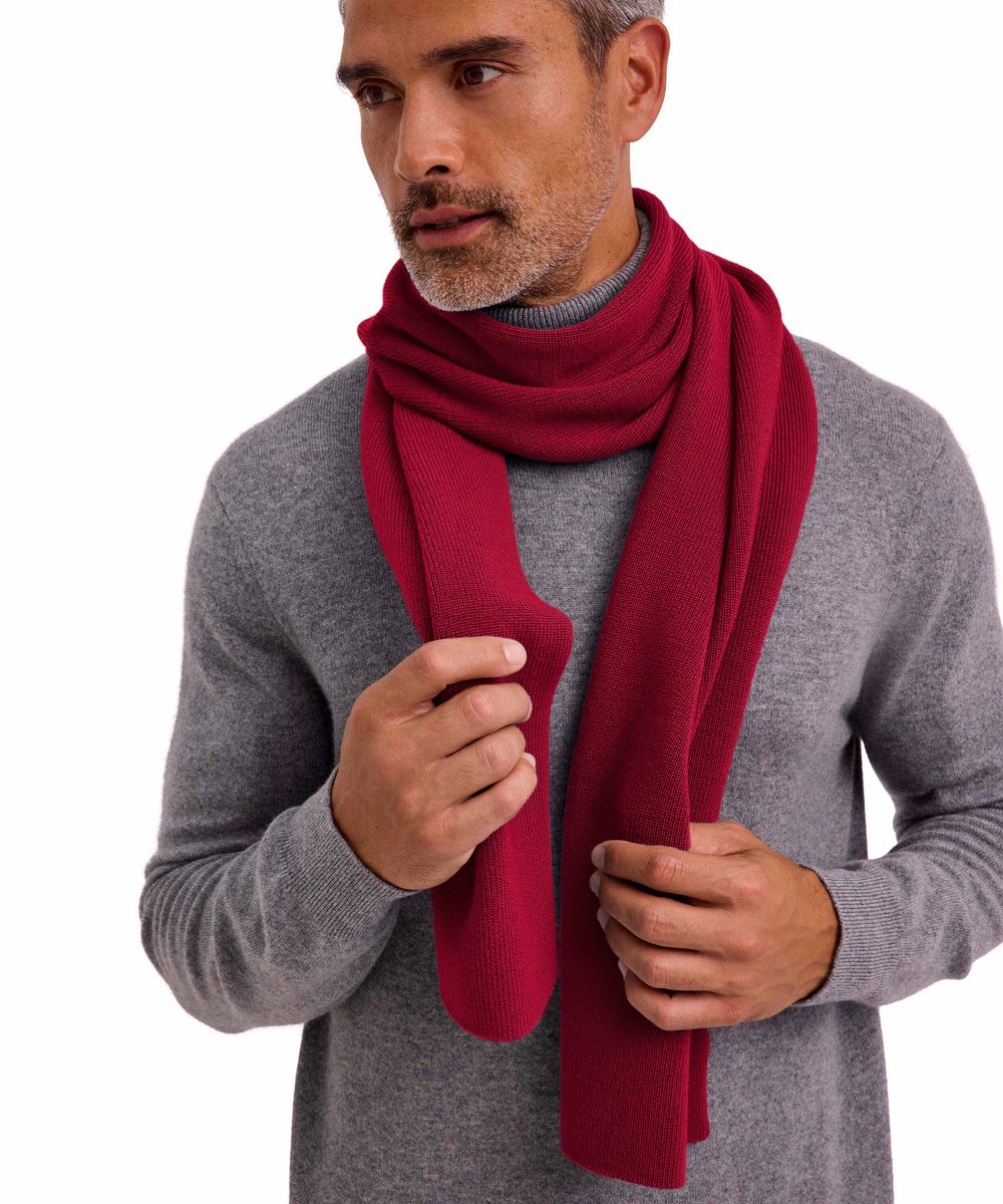 FALKE Scarf Half-Cardigan Merino sneldrogend warm wol wintersjaal unisex rood - maat ONESIZE