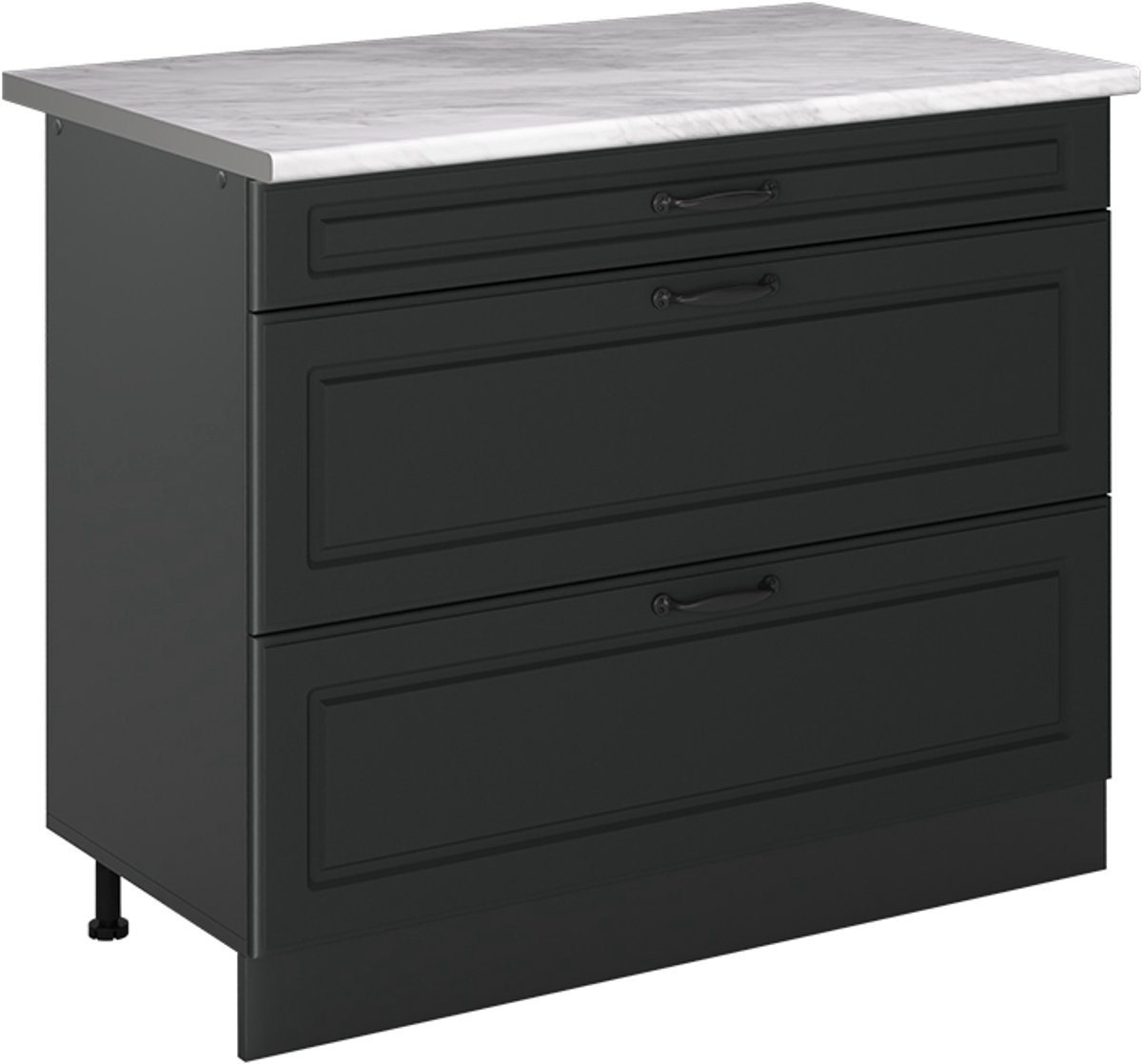 Vicco Keukenonderkast R-Line, Antraciet landelijk/Antraciet, 100 cm marmer werkblad