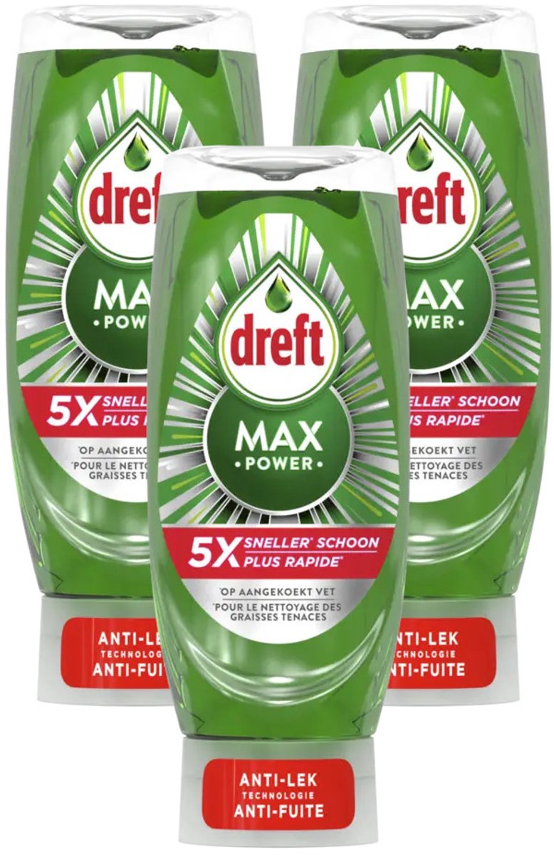 Dreft Max Power Anti-Lek - Multipack - Afwasmiddel - 1350ml (3x450ml)