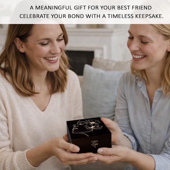 Arricraft 1 st Houten Souvenir Doos, Vrouwelijke Zijprofiel Patronen Decoratieve Opbergdoos Sieraden Organizer Gegraveerde Houten Geheugendoos met Deksels voor het Opslag Keepsakes Cosmetica — afbeelding 3
