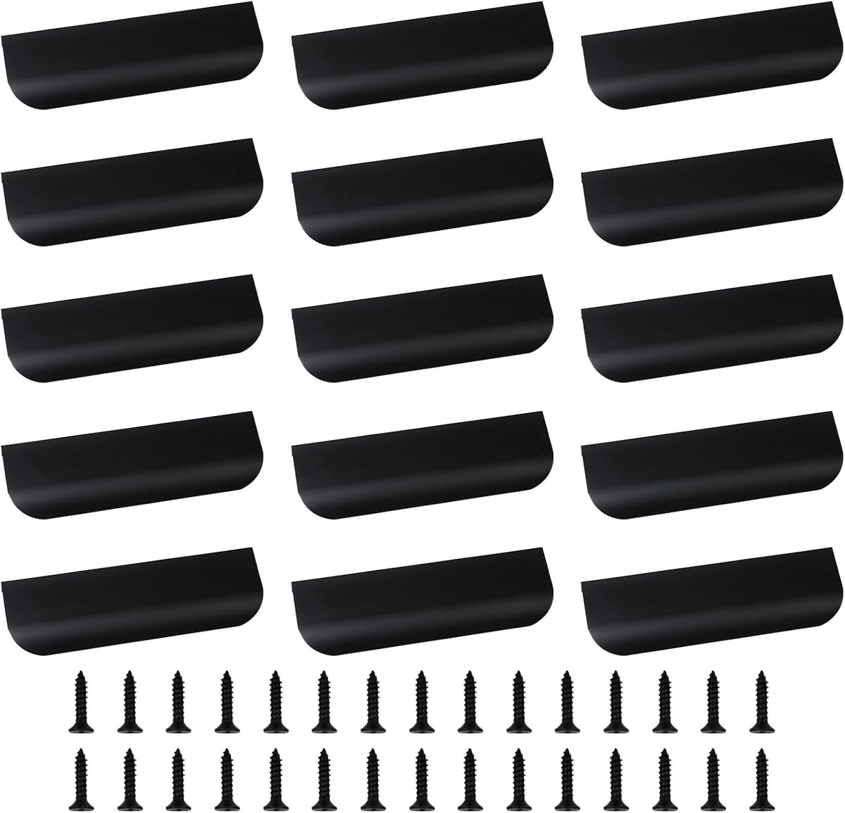 15 stuks onzichtbare ladegrepen voor meubels, handgreep, 120 mm, zwart, verborgen handgreep voor kastdeuren voor keukenkasten, kasten, badkamer, mat zwart