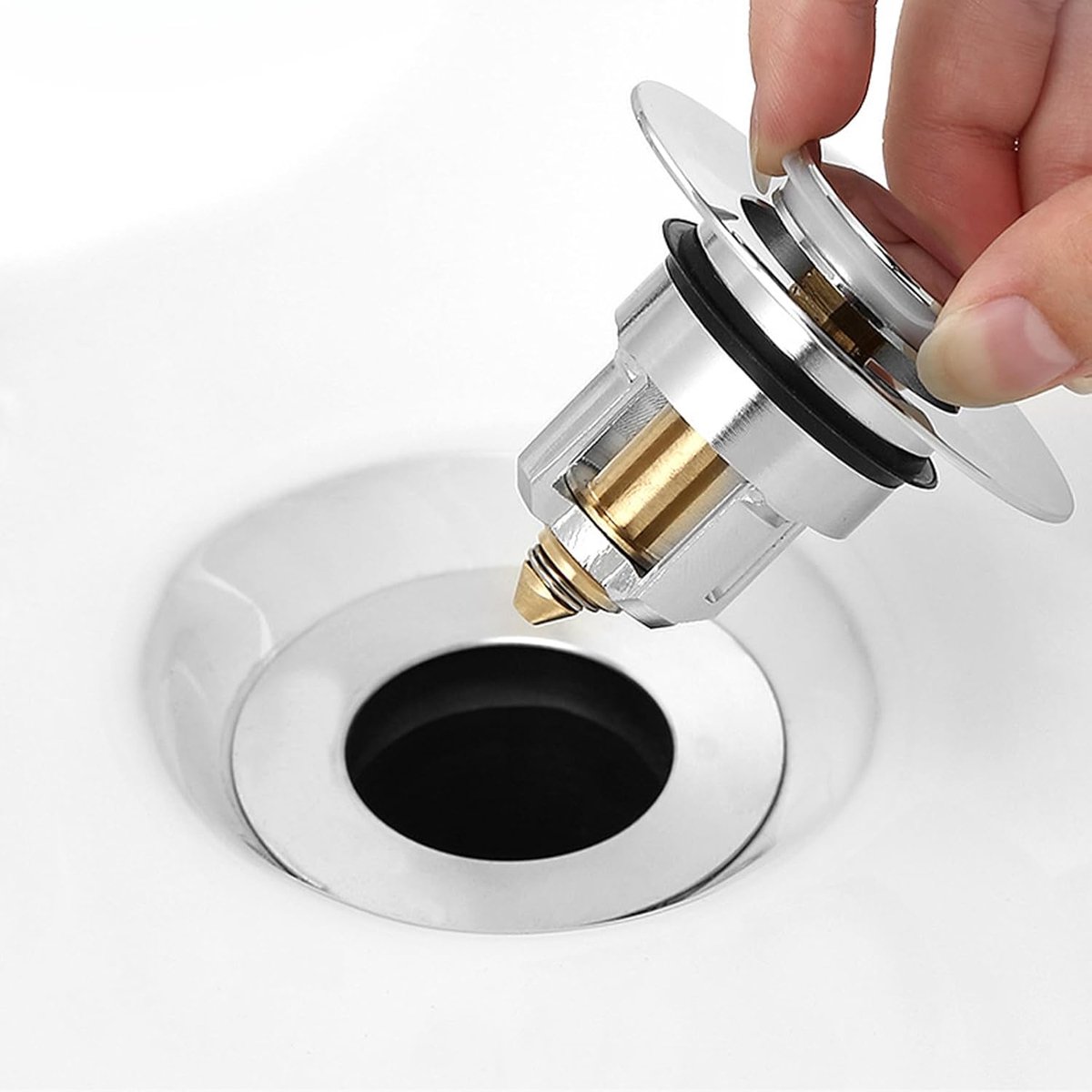 wastafelplug, pop-up afvoerstop voor wastafel, edelstaal stop voor 25-38mm afvoergaten, anti-verstopping wastafelplug met afvoerzeef, stop voor spoelbak, 1 pakket