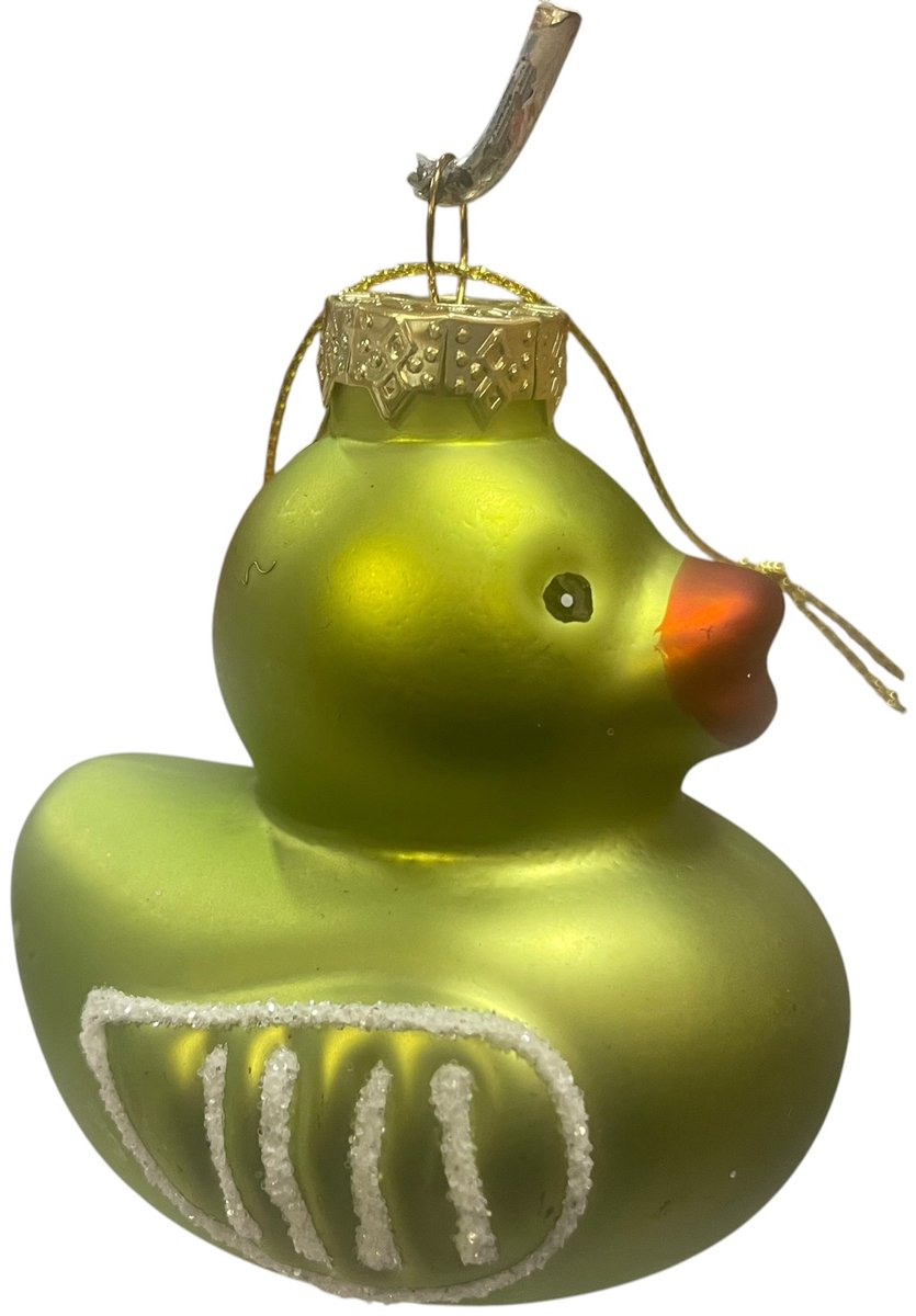 Badeend Kerstbal Ducky – Groen – Glazen Kersthanger – 8 x 7 x 7 cm