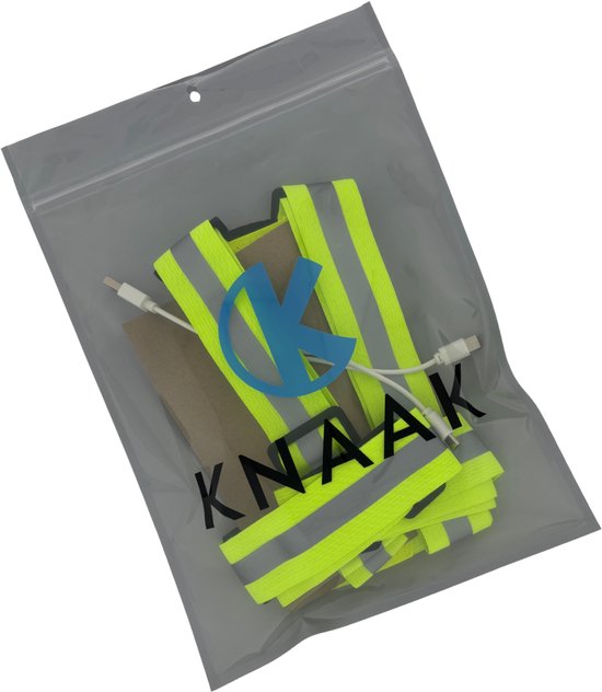 Knaak hardloopverlichting, USB oplaadbaar, reflecterend veiligheidsvest in plastic verpakking.