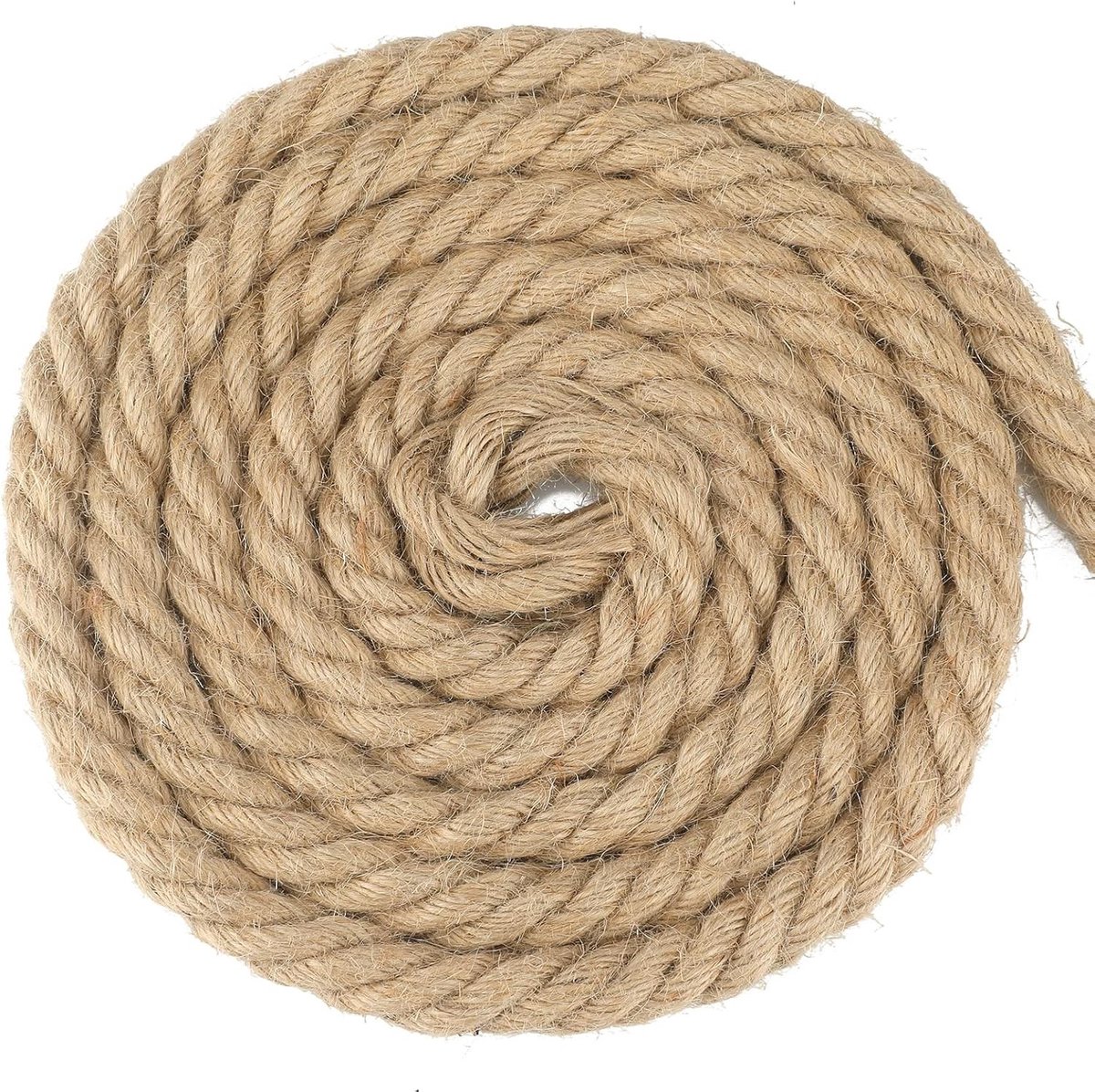 Dikke Jute Touw van 16mm, 10m Lang, 4-Voudig Gevlochten Touw voor Kamperen, Tuinieren en Decoratie
