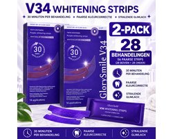 GlorySmile V34 Paarse Tandenbleekstrips - 2 stuks - 28 behandelingen - Teeth Whitening - Tanden Bleken - Teeth Whitening Strips