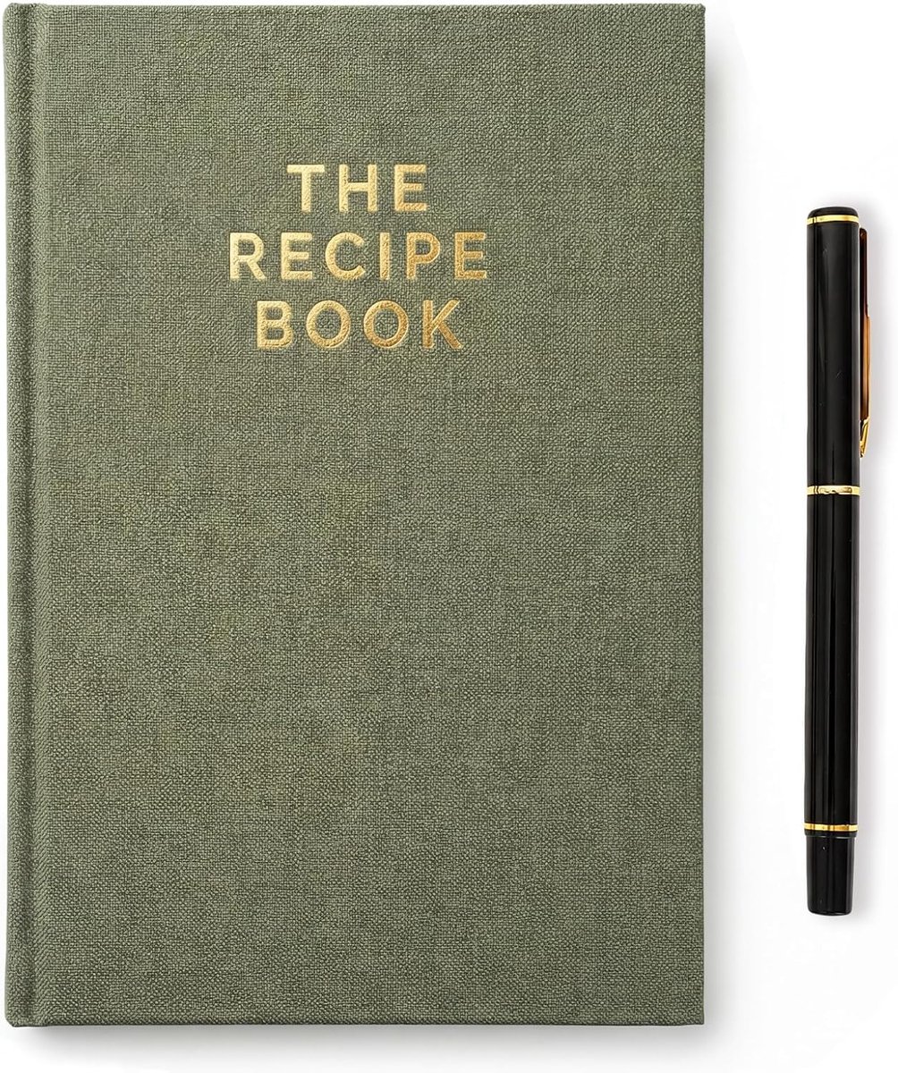 Receptenboek voor eigen recepten, groen receptendagboek om je gepersonaliseerde kookboek met pen te schrijven