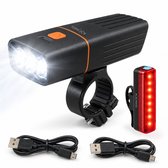 AXIMO Fietsverlichting Set 500 lumen - Fietslamp USB Oplaadbaar LED - Aluminium Voorlicht en Achterlicht - Roteerbaar voorlicht - Waterbestendig (IPX5) Fietslicht