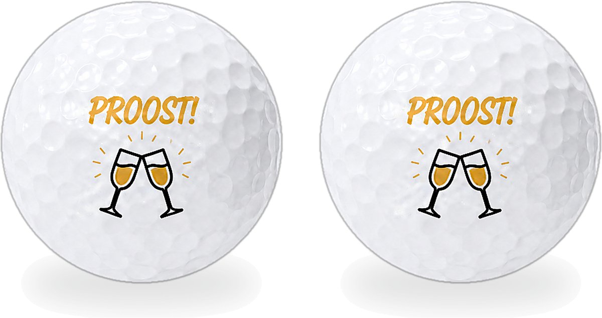 Golfballen Proost - Feest Golf Cadeau - 2 stuks - Wilson - Golfbal met Opdruk