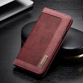 Leren/stof Wallet Case - Iphone XS Hoesje - Rood - Caseme