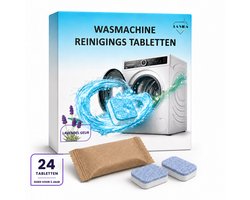Tablettes nettoyantes pour machine à laver - 24 pièces - Parfum lavande - Nettoyant pour machine à laver contre le calcaire, la saleté, les odeurs et la graisse - Tablettes de nettoyage pour machine à laver