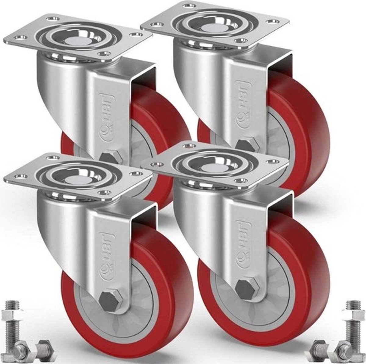 Zwaarlast Zwenkwielen / Trolley Wielen voor Meubels - Rubberen Zware Wielen - Heavy Duty Castors /Transportwielen 600 k