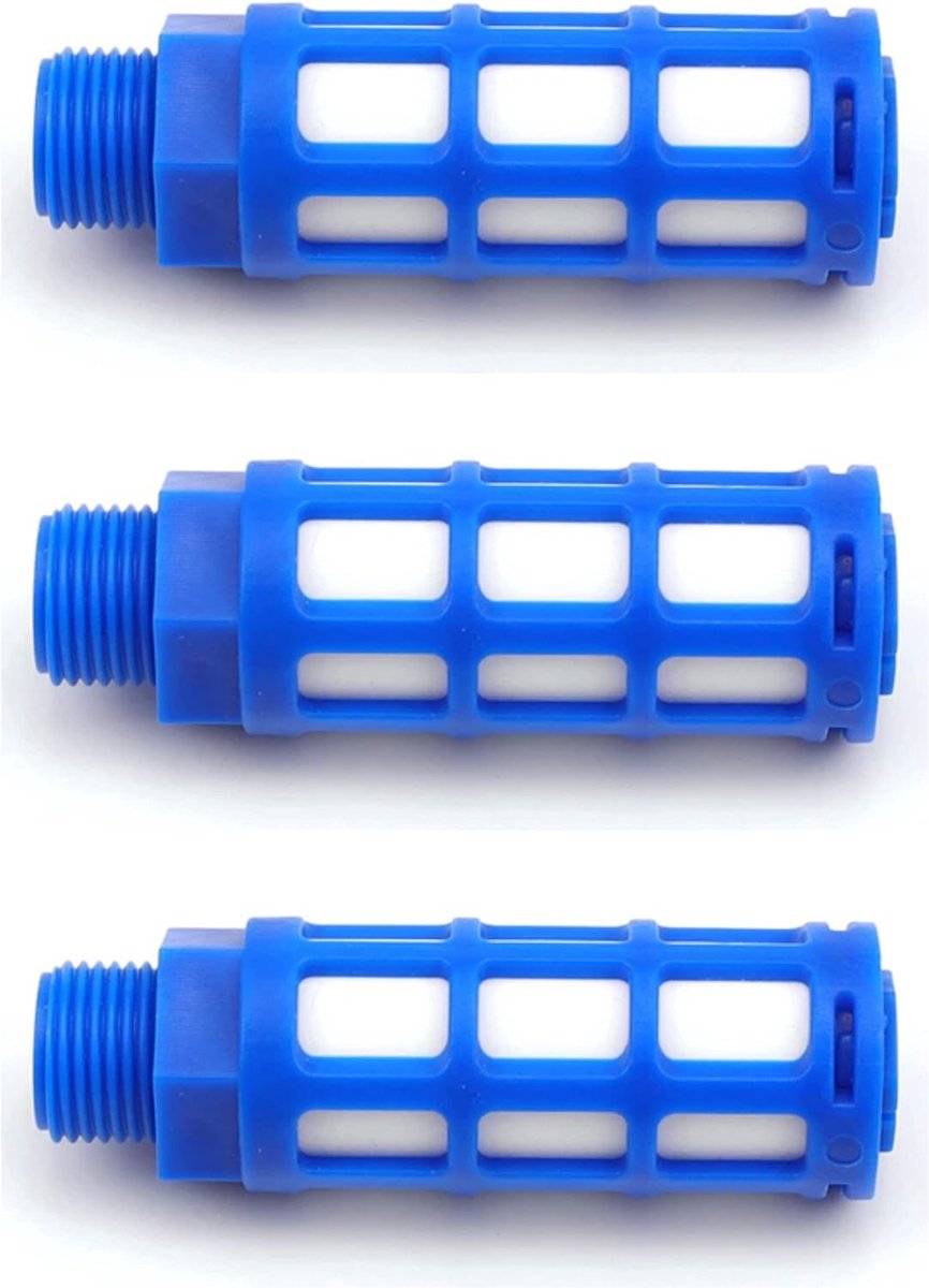 Pneumatisch geluiddemper 1/2" set van 3 in industriestandaard