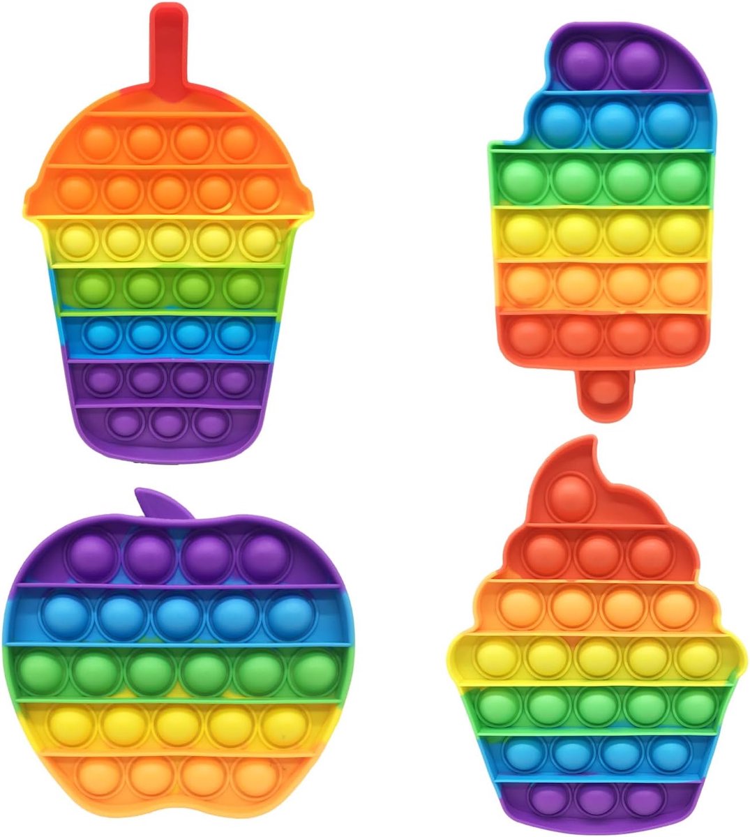 4 stuks sensorisch speelgoed, regenboog siliconen set