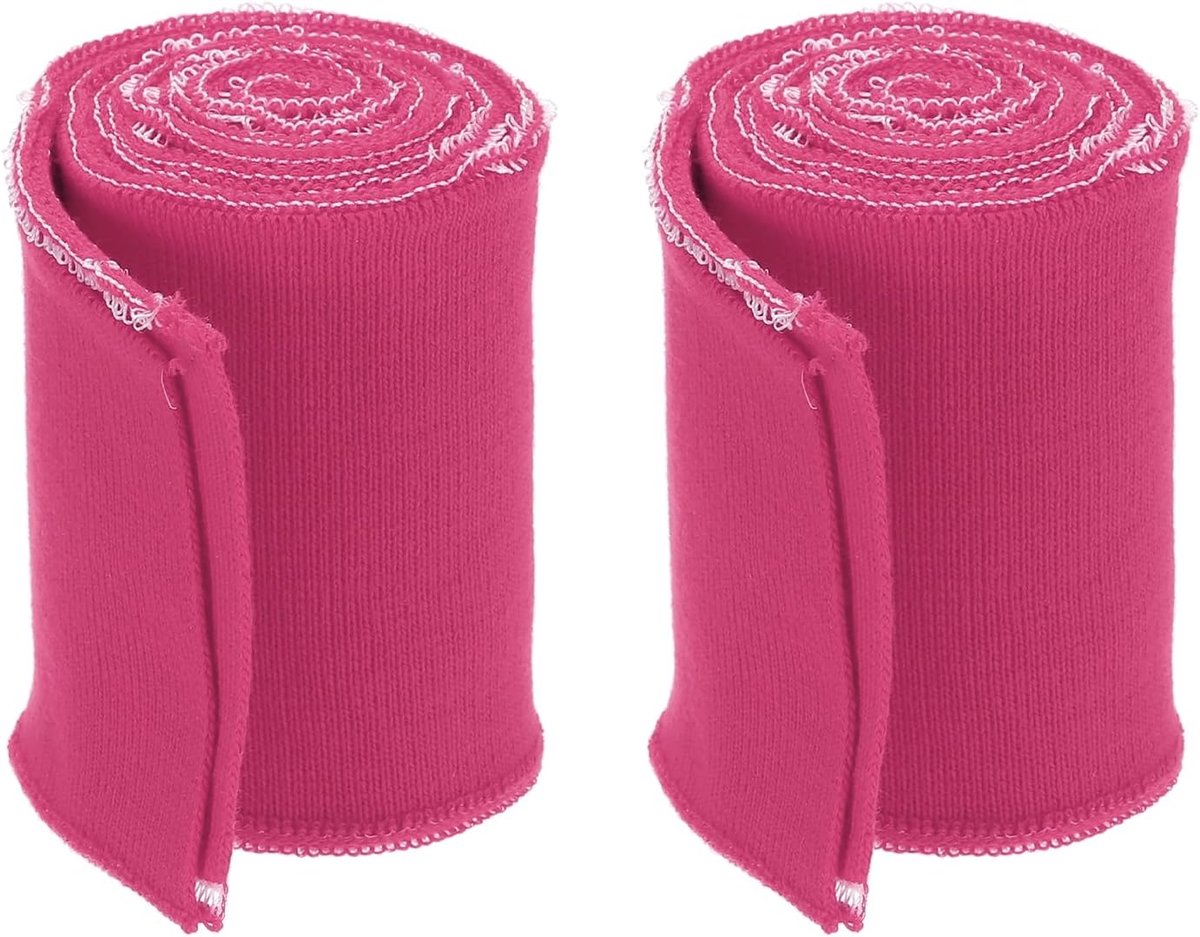 Elastische manchetten voor het naaien van gebreide geribbelde katoenen stoffen mouwen en tailleband, geribbelde afwerking, [voor kleding, DIY-knutsels] - rozerood/2 stuks