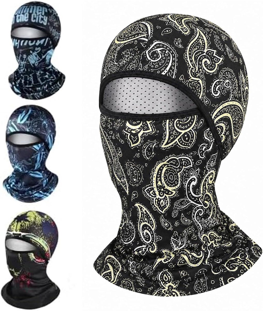 Bivakmuts, zomer, ademende zonwering, van ijszijde, bivakmuts, ademend, zomer, voor outdoor, sport, fietsen, motorfiets, fiets, uniseks, grijs-zwart camouflage, One size