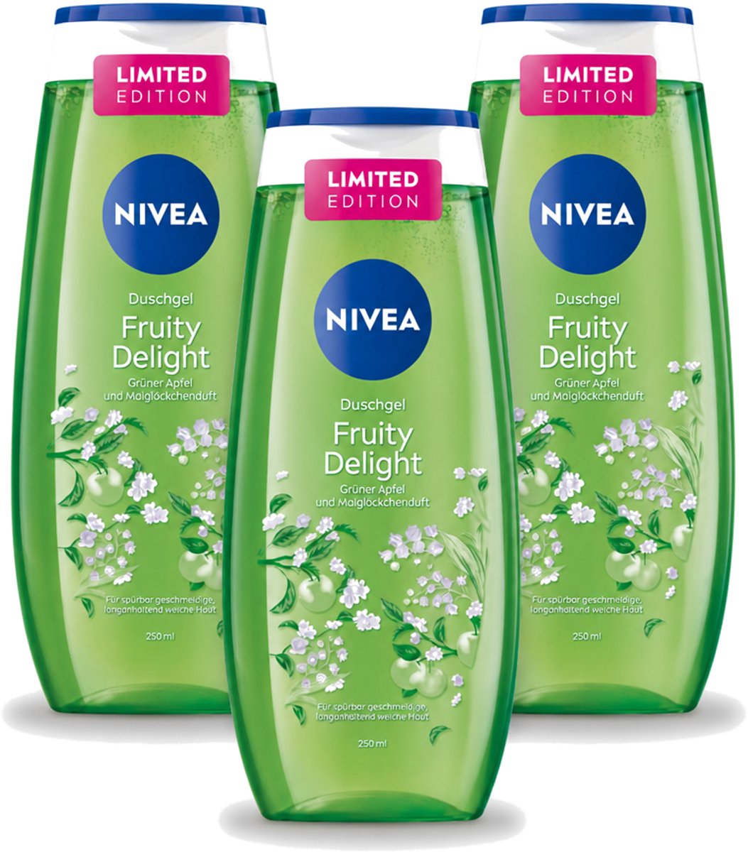 3 x Nivea – Douchegel – Fruity Delight – 250 ml - Voordeelverpakking - 3 stuks
