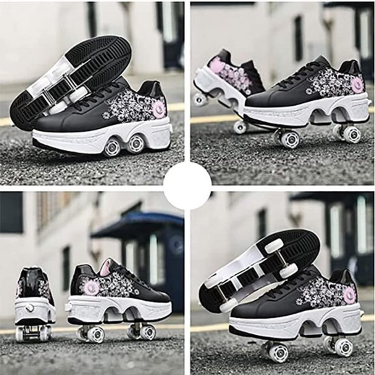 Multifunctionele Schoenen met Verborgen Wielen - Verstelbare Sneakers en Rolschaatsen