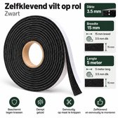FSW-Products Zelfklevend Meubelvilt Zwart - Rol 5 Meter - 15 mm Breed - 3 mm Dik - Vilt voor Stoelpoten - Vloerbescherming - Anti Kras