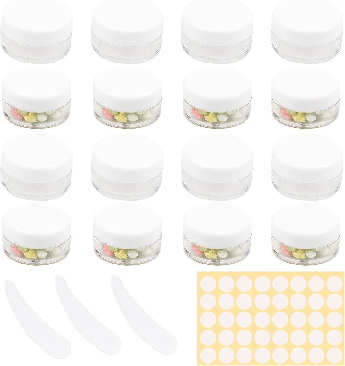 12 stuks 5ml monster cosmetische potten, witte mini kleine potten met deksels, lege cosmetische crème potten, kleine lippenbalm containers, voor kleine plastic reisverzorgingsproducten opslag