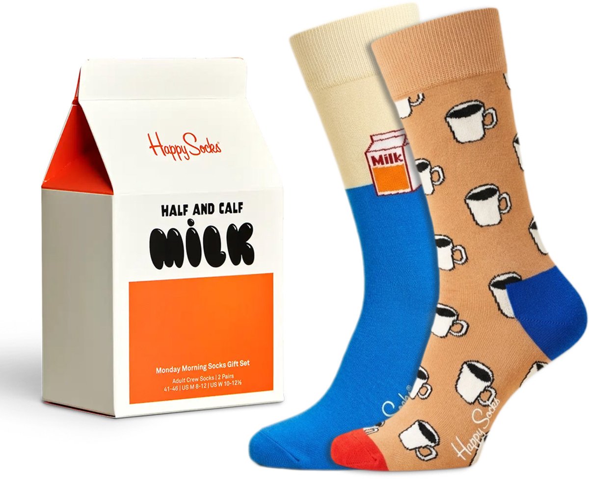 2 Paar – Happy Socks – Giftbox Monday Morning – Dames & Heren – Maat 36-40 – Bruin