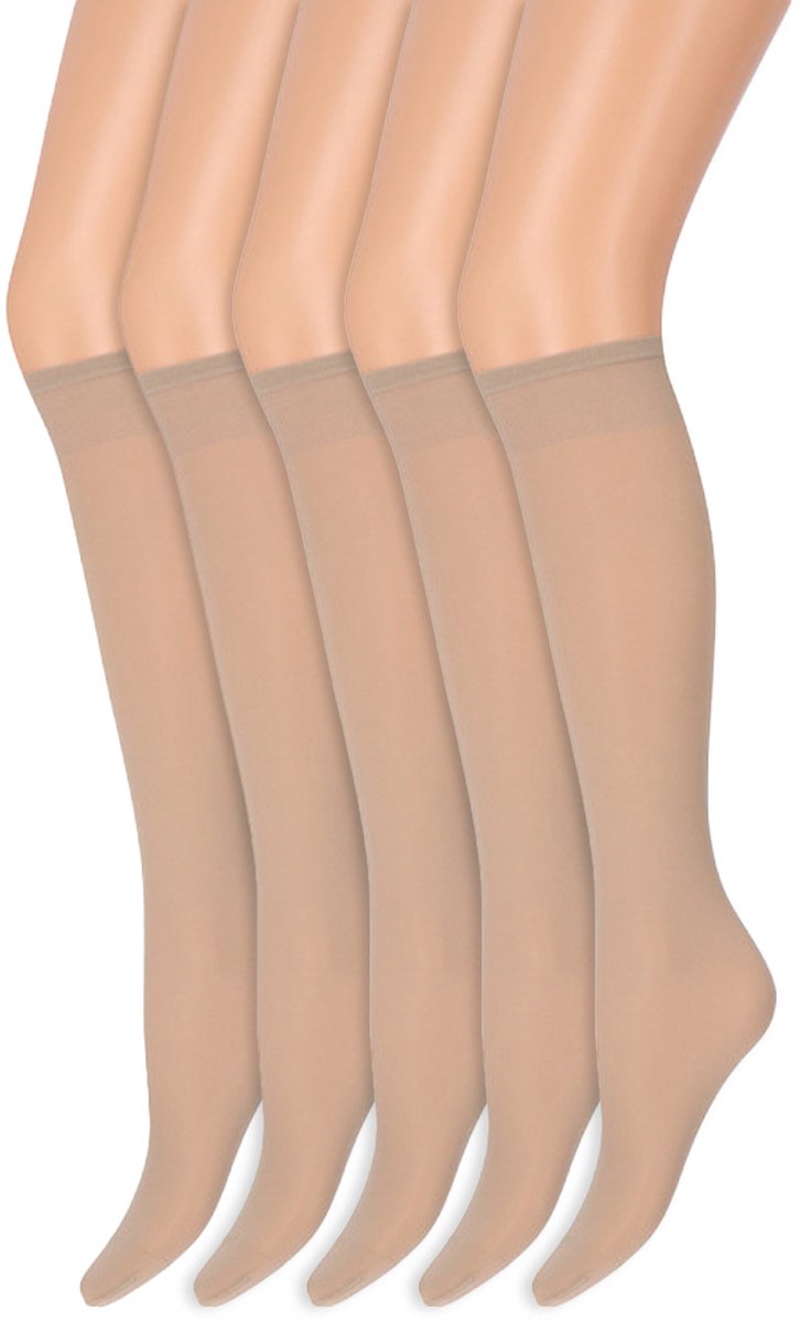 Marianne Kniekousen Met Soepele Boord | Perfecte Pasvorm | 40 Denier | Merk: Marianne | Maat: One Size | Kleur: Sekt | 5 Paar Beige