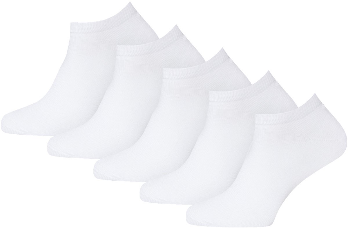 5 Paar - Unisex Sneakersokken - Katoen - Gianvaglia - Wit