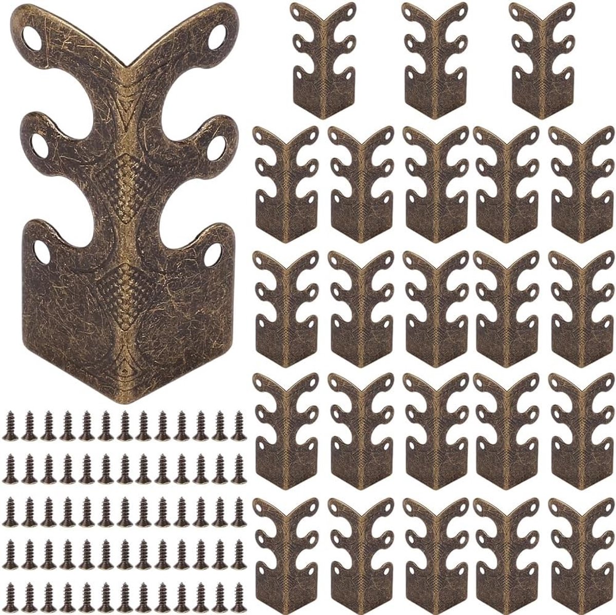 Hoekbeschermer muur - Antiek - 48,5 x 25,5 x 12,5 mm - Metalen hoekbescherming - Voor meubels en muren