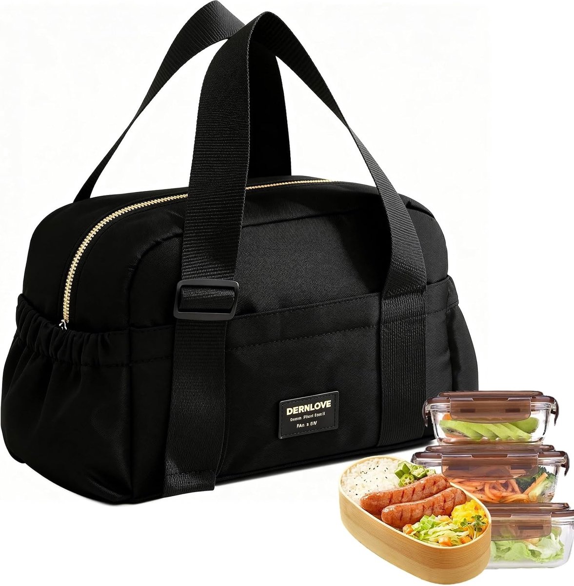 Vouwbare Geïsoleerde Koeltas, Draagbare Lunchtas met Dubbele Handvatten, Ideaal voor Werk, School en Picknick, Zwart, 6L