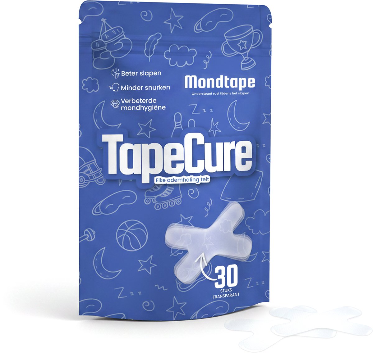 TapeCure Mondtape - Transparante Mouth Tape - Anti Snurk Mondtape tegen Snurken - 30 Stuks - Onzichtbaar & Huidvriendelijk