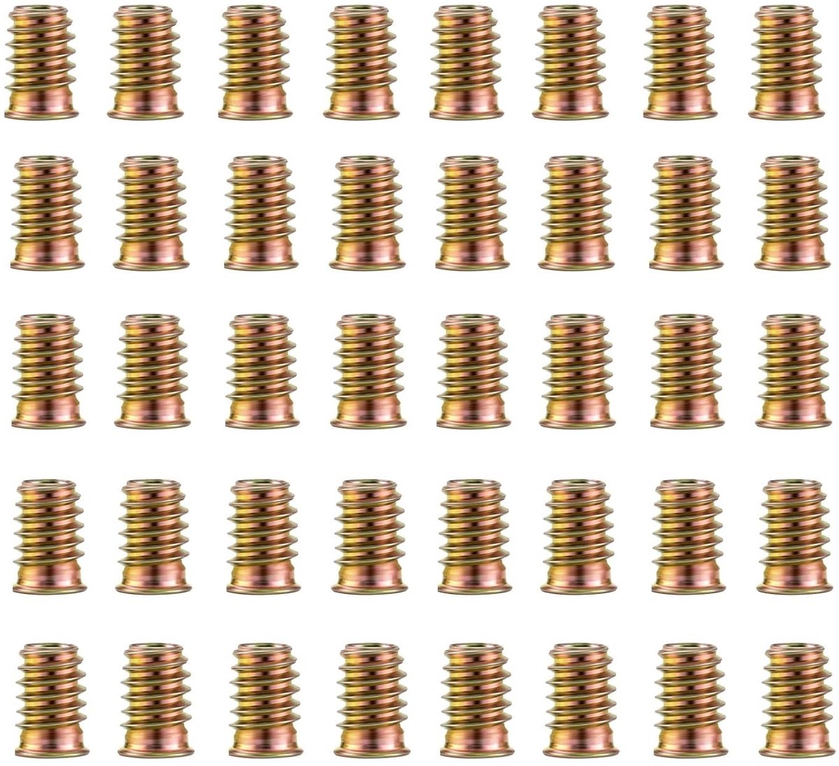 40 Stuks M6x15mm Schroefmoeren en Draadinvoeren voor Hout, Gegalvaniseerde Schroeven, Draadmoeren voor Meubels