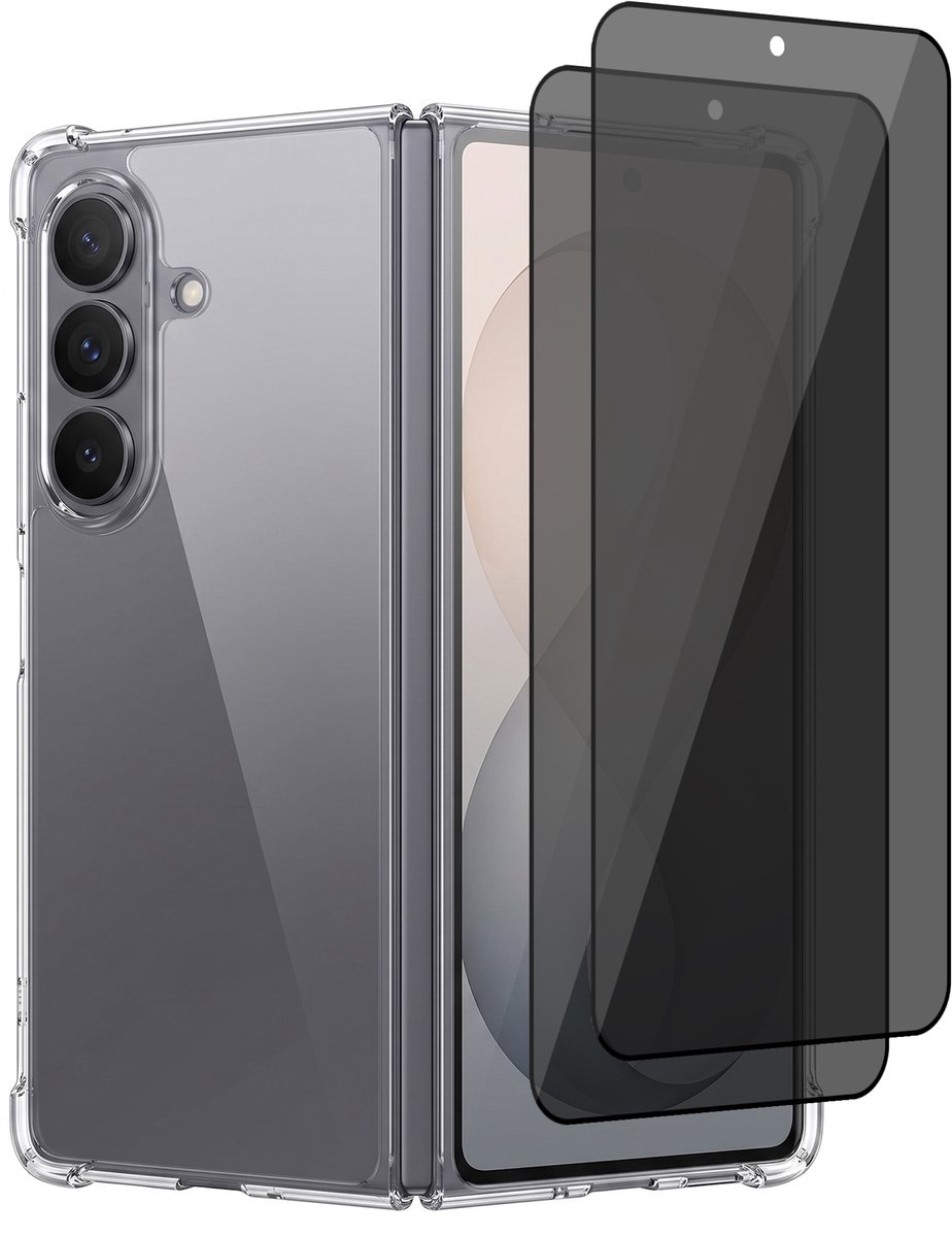 Hoesje geschikt voor Samsung Galaxy Z Fold 8 Ultra / Fold 7 – CrystalClear Back Cover – Schokbestendig – 2 Stuks Privacy Screenprotector Full Cover