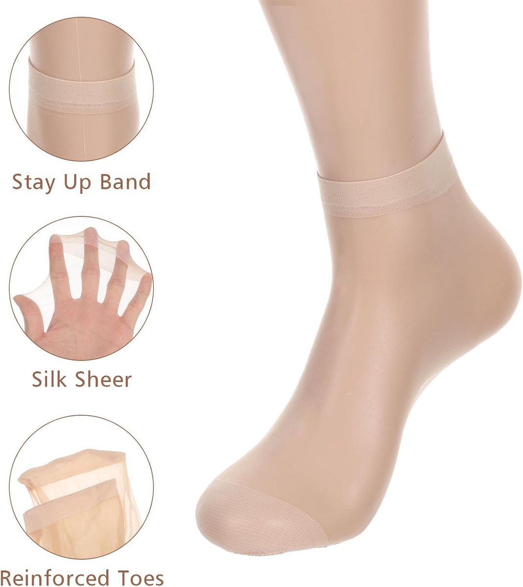 15 Paar Dames Nylon Kousen, Dunne Kousen voor Dagelijks Gebruik, Kousen voor de Zomer, Comfortabele Nylon Stockings