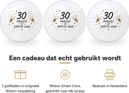 Wilson Golfballen 30 Jaar - Verjaardag Golf Cadeau - 3 stuks - Golfbal met Opdruk van Wilson — afbeelding 2