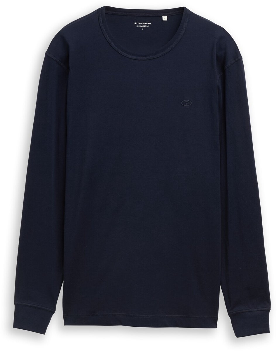 Tom Tailor - Basic katoenen shirt met lange mouwen - Maat L - sky captain blue