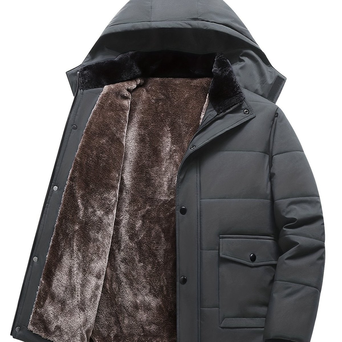 Currero Winterjas Parka Heren Lange Jas Mannen Wintermantel Overjas Gewatteerd Waterdicht Winter Stijlvol Mantel Volwassen Vacht Grijze Nacht