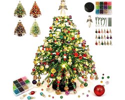 Kerstboom Kralenset - DIY Kerstboom van Kleurrijke Kralen - Decoratieve Hangers en Kristal Knutselset - Kerstversiering voor Bureaudecoratie - Vakantieproject - Uniek Kerstcadeau voor Volwassenen - Creatief & Leuk - Voor Beginners en Gevorderden