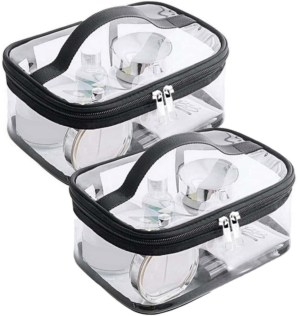 SSTRWGOOD 2 Stuks Toilettas - Transparante Trousse voor Reizen - Waterdichte PVC Toilettassen Set - Geschikt voor Cosmetica Shampoo en Kantoorbenodigdheden - Afmetingen 23x17x11cm - Makkelijk Schoon te Maken en Draagbaar