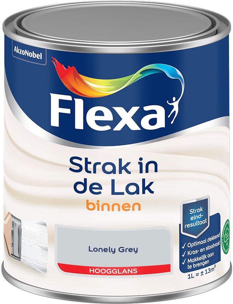 Flexa - Strak In De Lak Binnenlak Hoogglans - Lonely Grey - 1 L - Kleur Van Het Jaar 2027