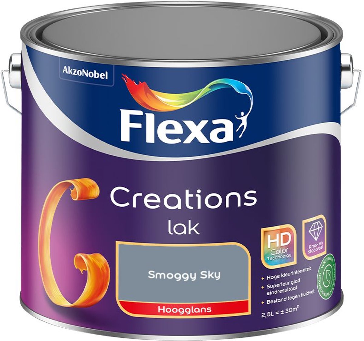 Flexa - Creations Lak Hoogglans - Smoggy Sky - 2,5 L - Kleur Van Het Jaar 2027