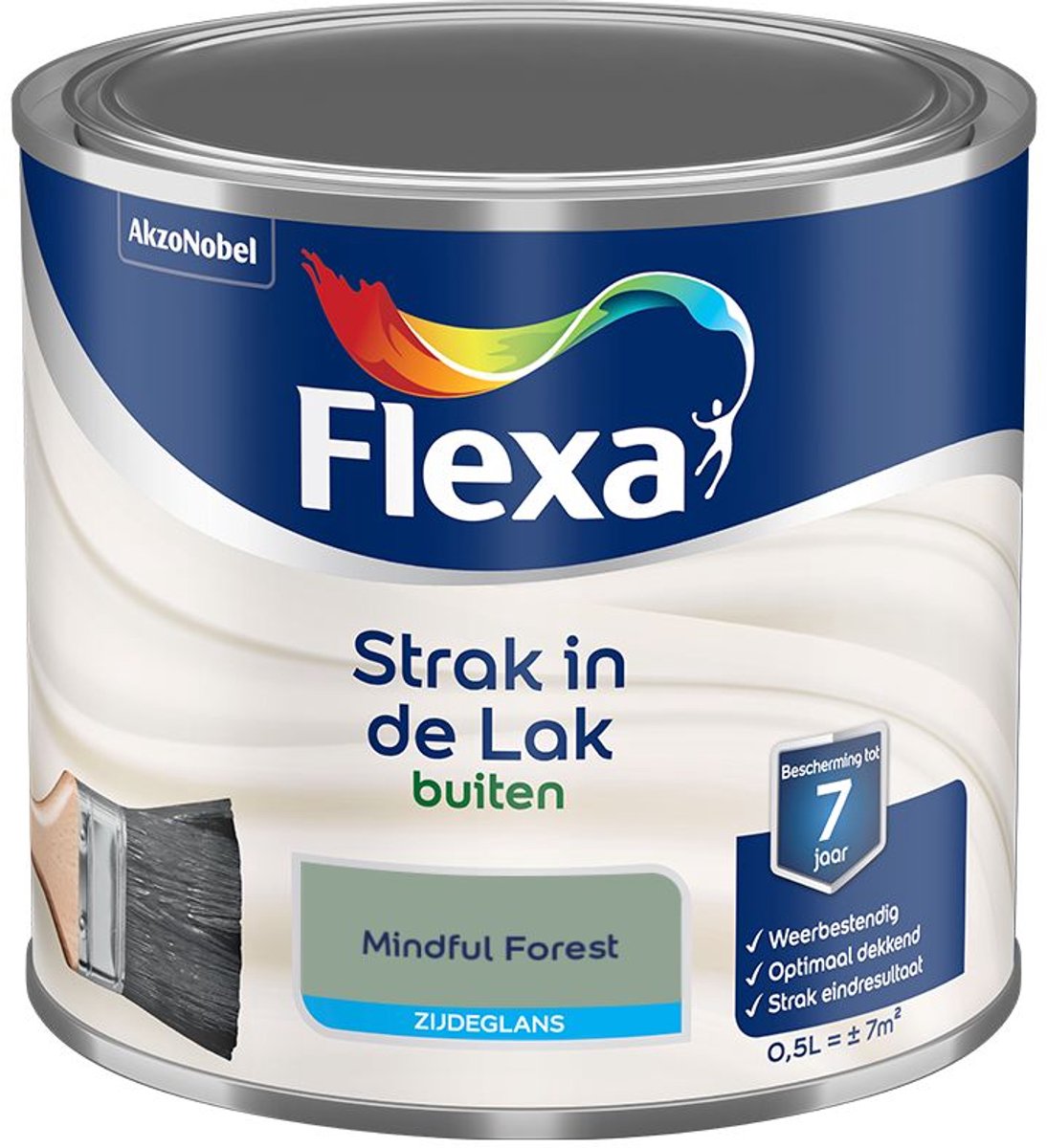 Flexa - Strak In De Lak Buitenlak Zijdeglans - Mindful Forest - 500 Ml - Kleur Van Het Jaar 2027