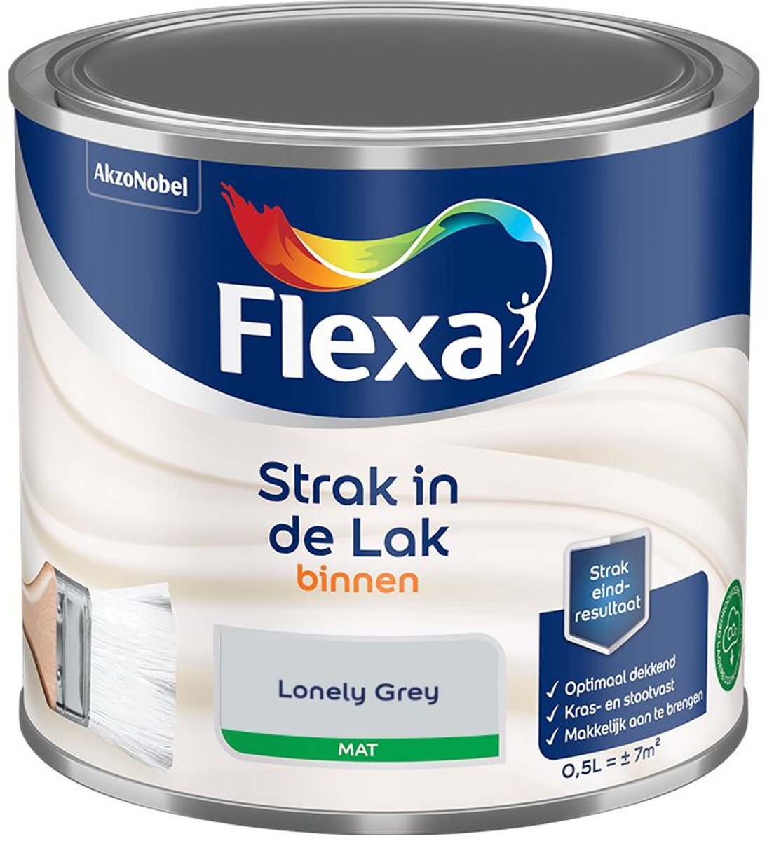 Flexa - Strak In De Lak Binnenlak Mat - Lonely Grey - 500 Ml - Kleur Van Het Jaar 2027