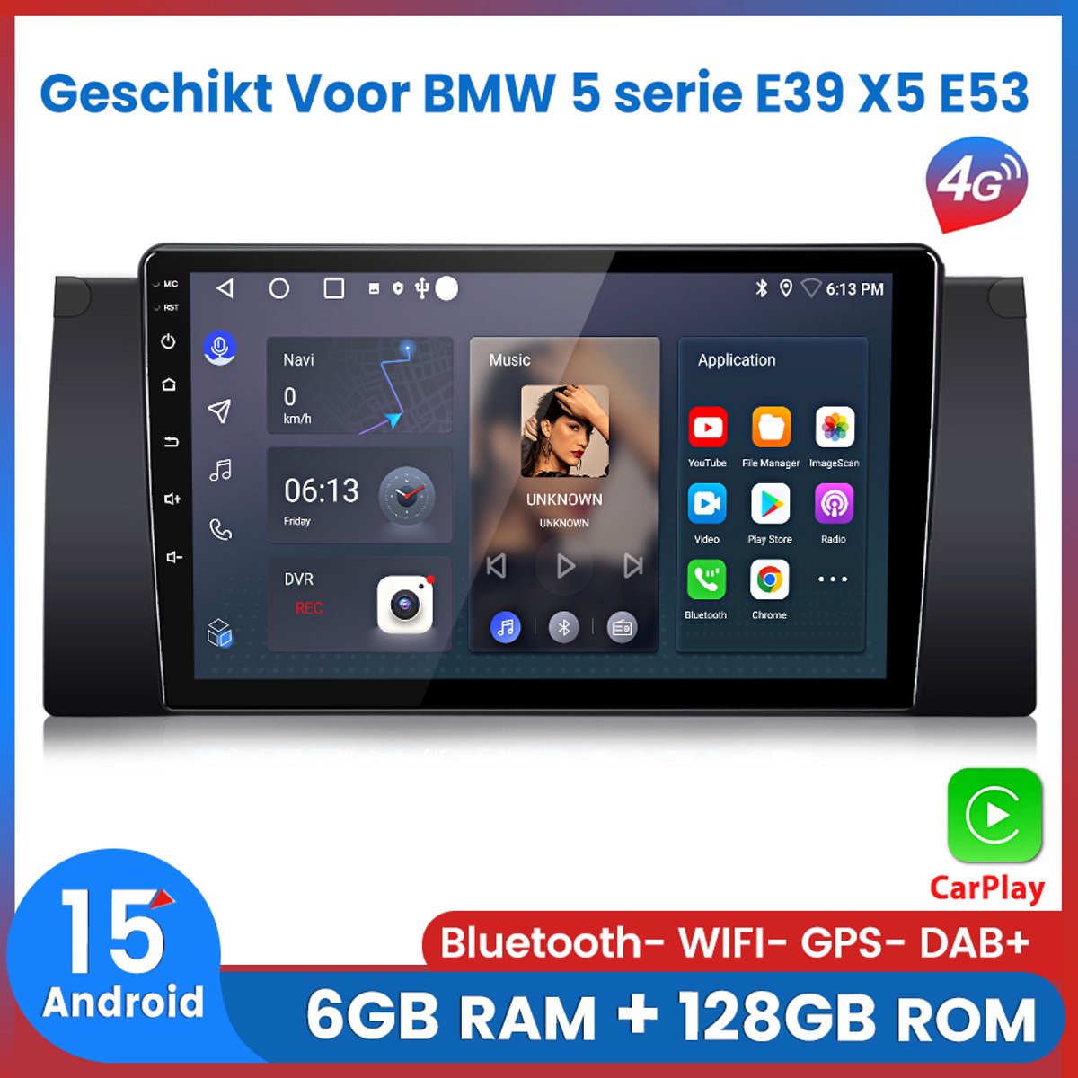 Awesafe 6+128GB Autoradio - Geschikt voor BMW 5 serie E39 1996-2004 X5 E53 2000-2007 - 8 Kern V1PRO Versie - Draadloos Apple Carplay & Android auto - Android 15.0 Systeem - 4G WIFI GPS Navigatie - Ondersteuning invoegen 4G SIM - 9 Inch Radio Scherm