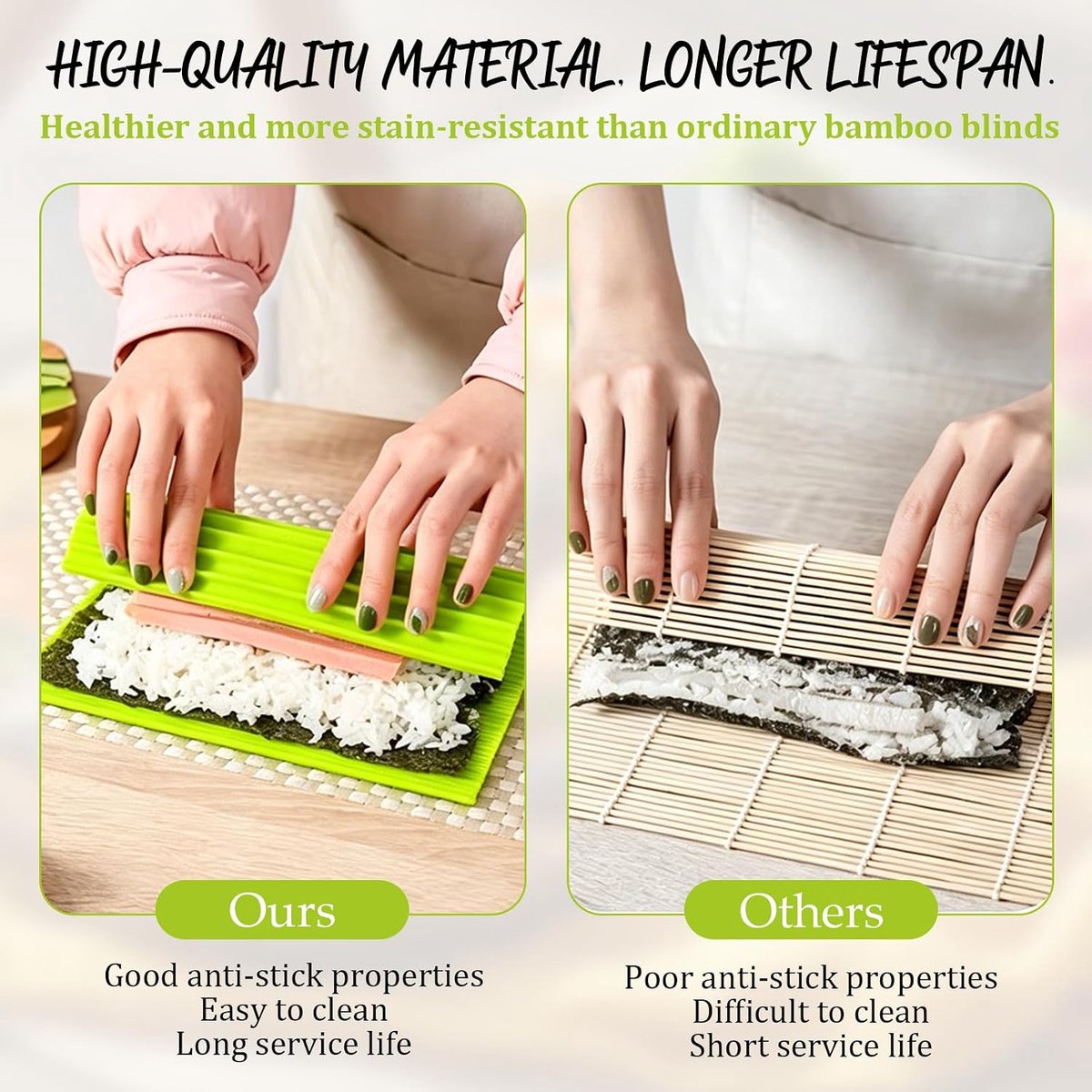 20 x 22 cm, groen | Siliconen rolmat voor beginners, professionals, koken, feesten, sushi en Japans eten — cadeau in Cadeau-ideeën - foto 3