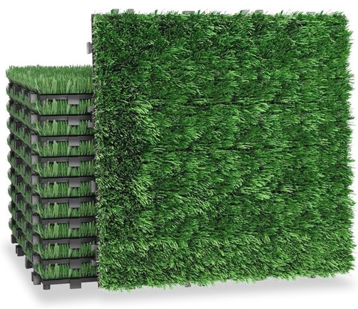 Kunstgras Tegels 30x30 cm voor Balkon en Terras - Weerbestendige Kliktegels met Drainagefunctie