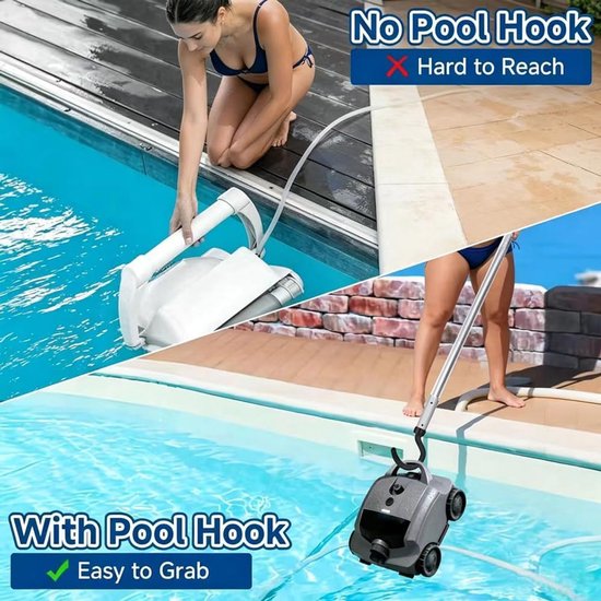 Haak voor zwembadrobot met telescoopstang, 185 cm, accessoirehaak voor zwembadstofzuiger, zwembadreinigingsaccessoires, haken, stangen, zwembadrobothaken voor alle zwembadreinigers (185 cm) — afbeelding 3