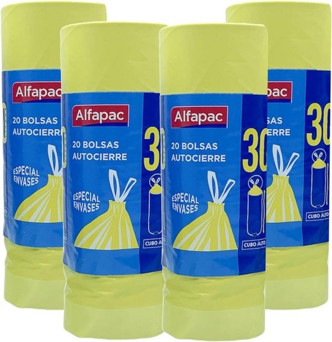 vuilniszakken 30 l, zelfsluitend, 50 x 75 cm, 4 rollen met 80 zakken