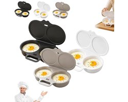 3 stuks - eierkoker magnetron - eierkoker magnetron 1 persoon -eierkoker 2 eieren - Keuken accessoire - Snel en olievrij koken -onmisbare keukenallrounder - ei pocheerder met deksel en handvat