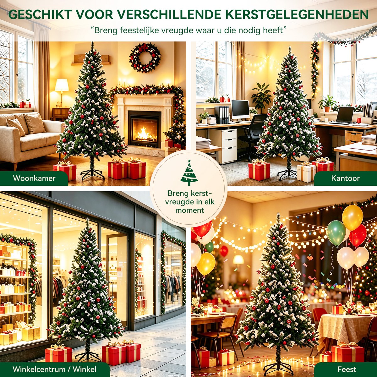 HOMAVO 180cm Kunstkerstboom – Kerstboom 180cm, geschikt voor thuis, tuin, winkelcentra, hotels, feesten en andere kerstgelegenheden. – foto 7