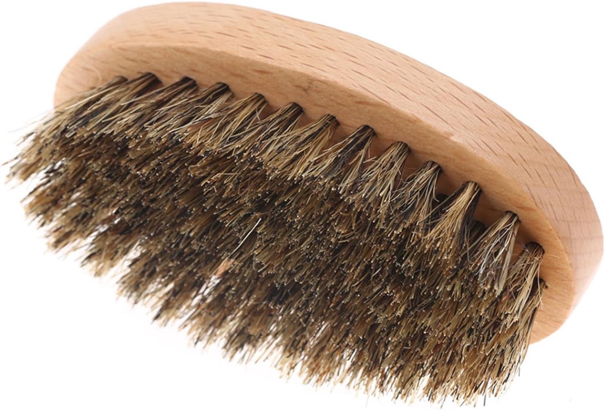 Houten Ovale Baardborstel voor Mannen - Ideaal voor het Verzorging van Gezichtshaar, Reizen en als Cadeau